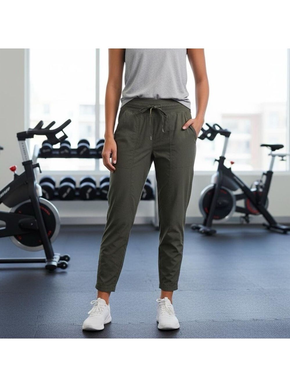 Lululemon Dance Studio Mid-Rise Khaki Green Athletic Pants Joggers Crop 25" Sz 4 - Picture 3 of 14